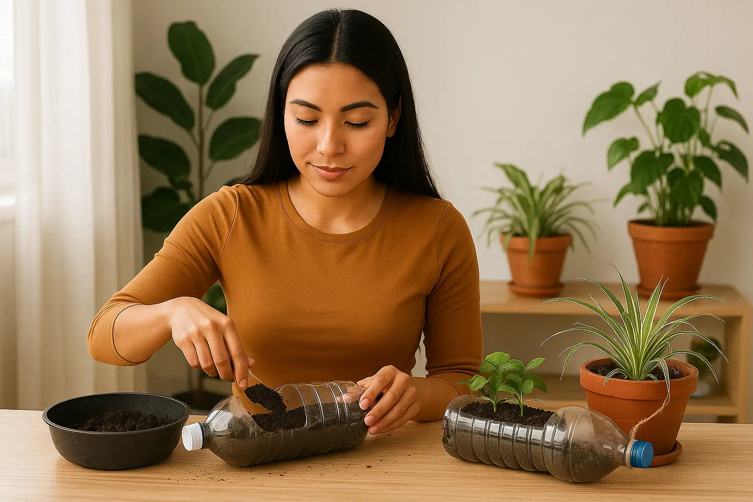 reciclar botellas jardinería